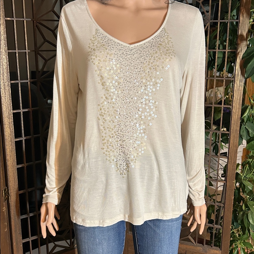 APT 9 PULLOVER SEQUIN TOP L